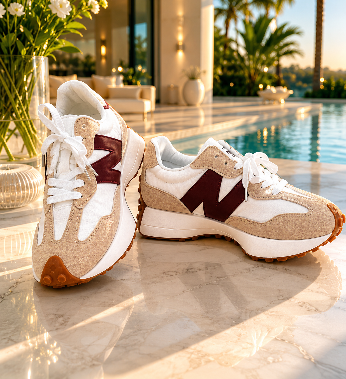 New Balance 327 Branco Bordô